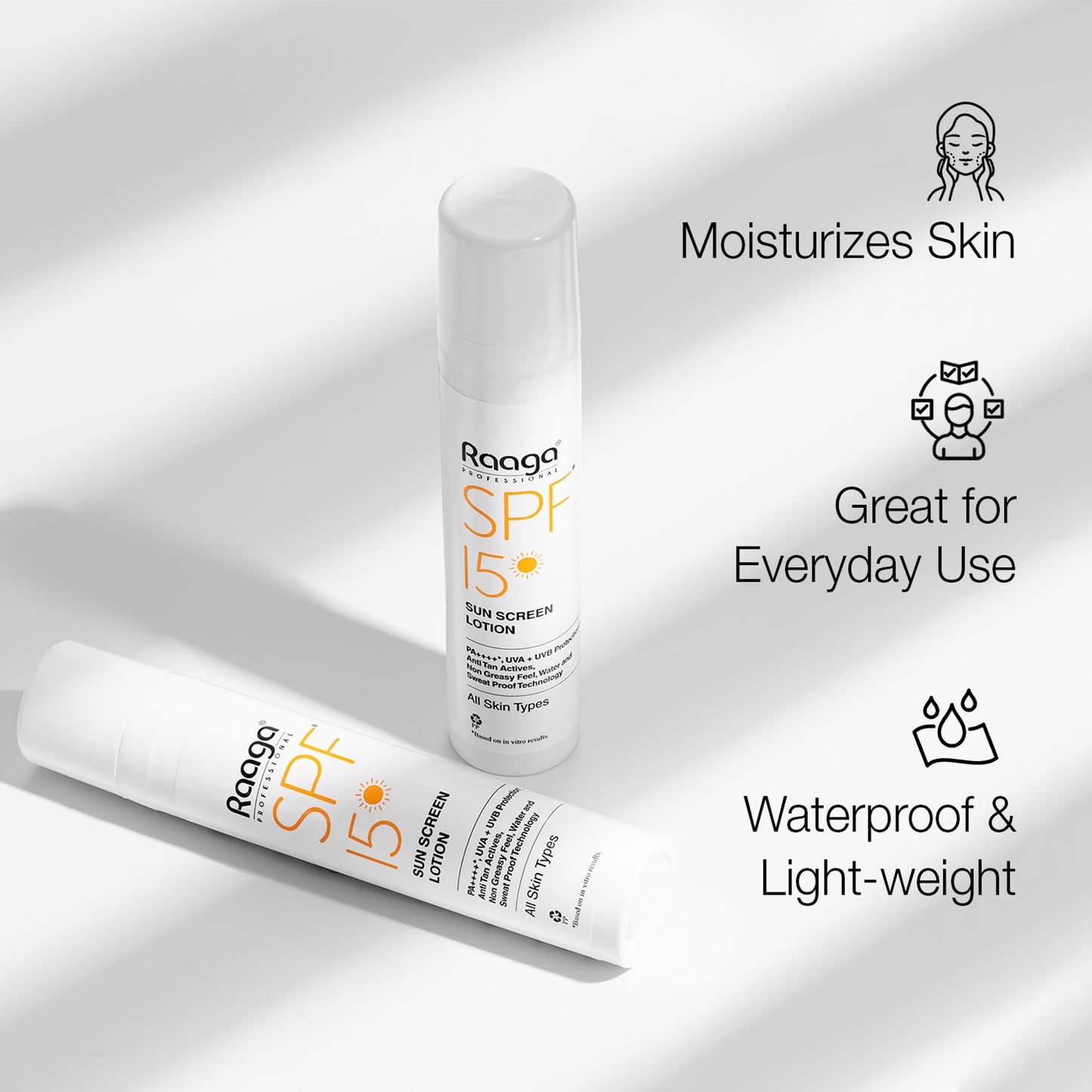 Raaga Professional Spf 15 Pa++++ Sunscreen Lotion With Uva + Uvb Protection, All Skin Types, 55 Ml