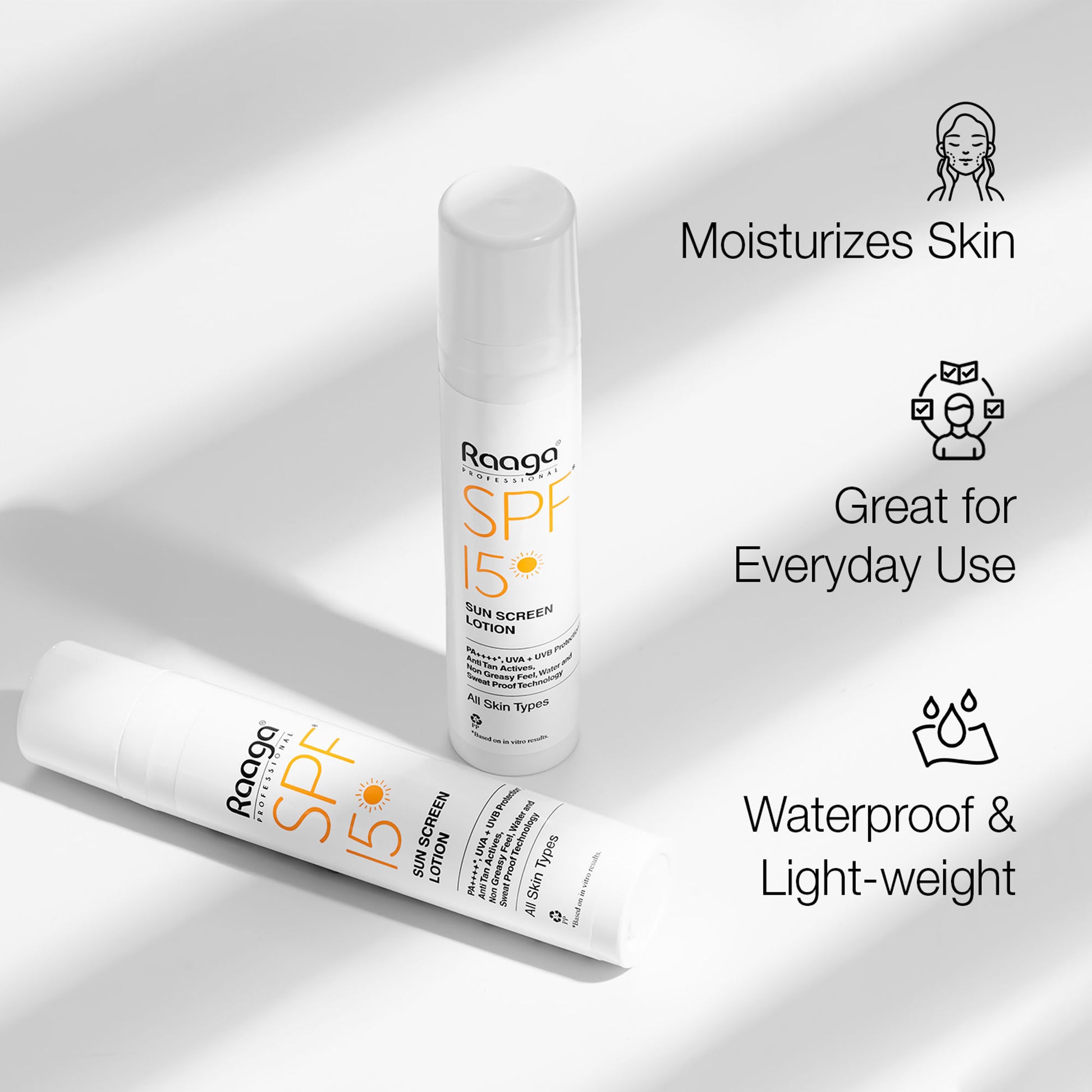 Raaga Professional Spf 15 Pa++++ Sunscreen Lotion With Uva + Uvb Protection, All Skin Types, 55 Ml