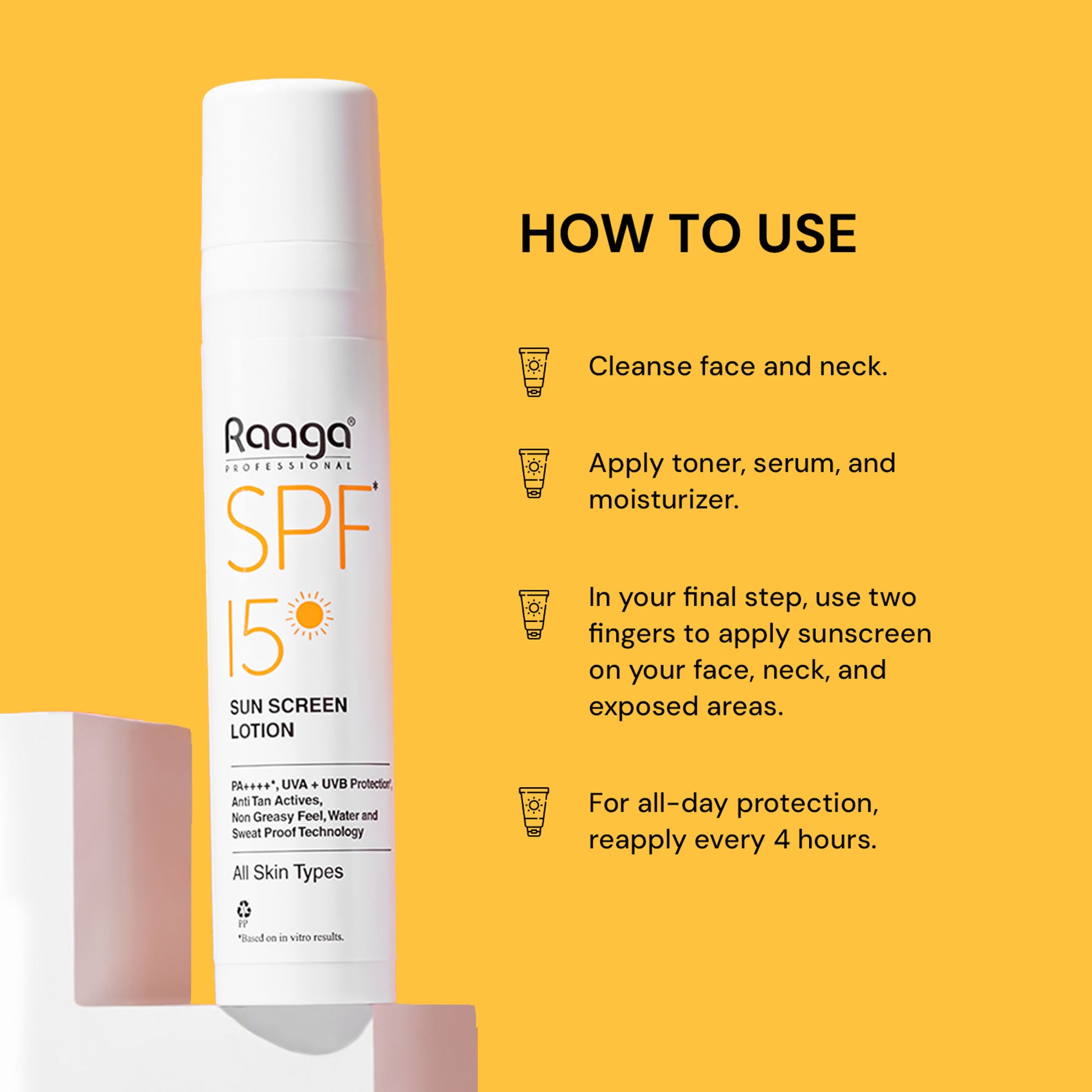 Raaga Professional Spf 15 Pa++++ Sunscreen Lotion With Uva + Uvb Protection, All Skin Types, 55 Ml