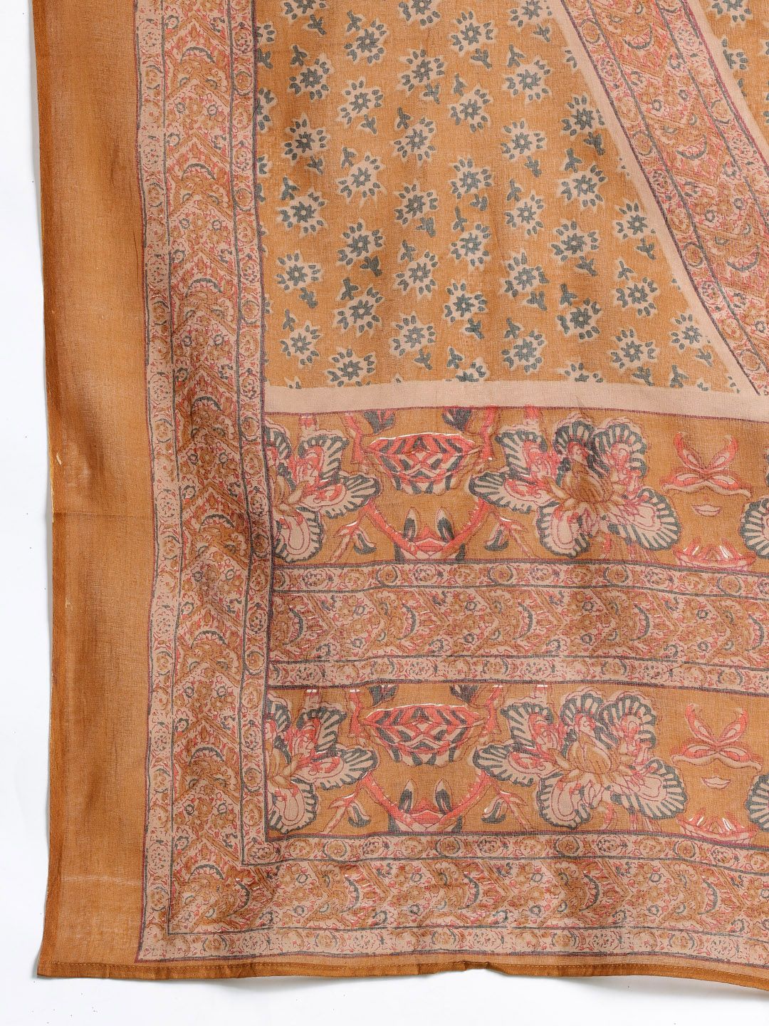 Dhiyona IE Floral Printed Sequinned Pure Cotton Kurta With Trousers & Dupatta