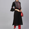 Dhiyona IE Women Black & Maroon Yoke Design Straight Kurta