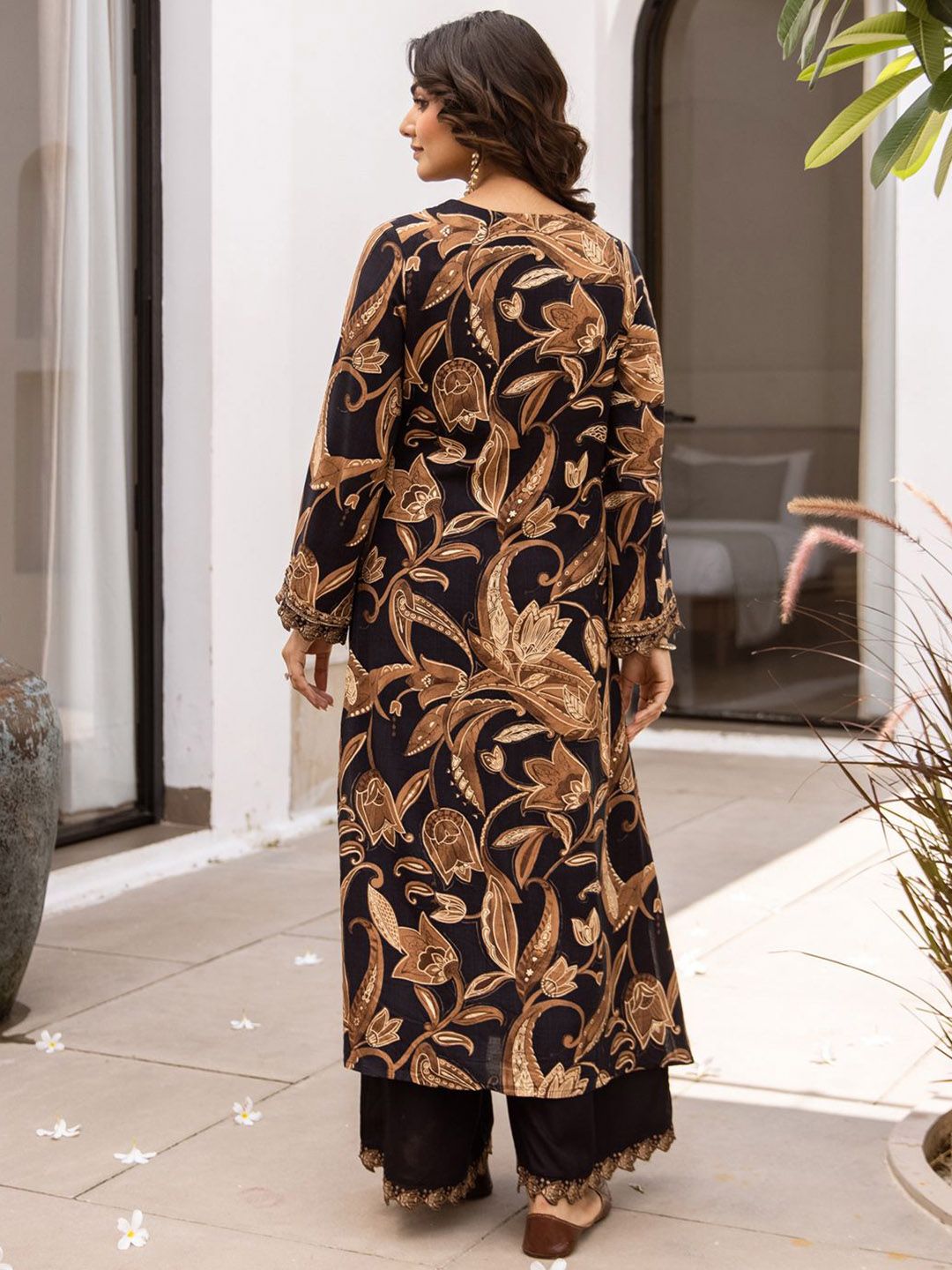 Indyancart IE Printed V Neck Tunic & Palazzo
