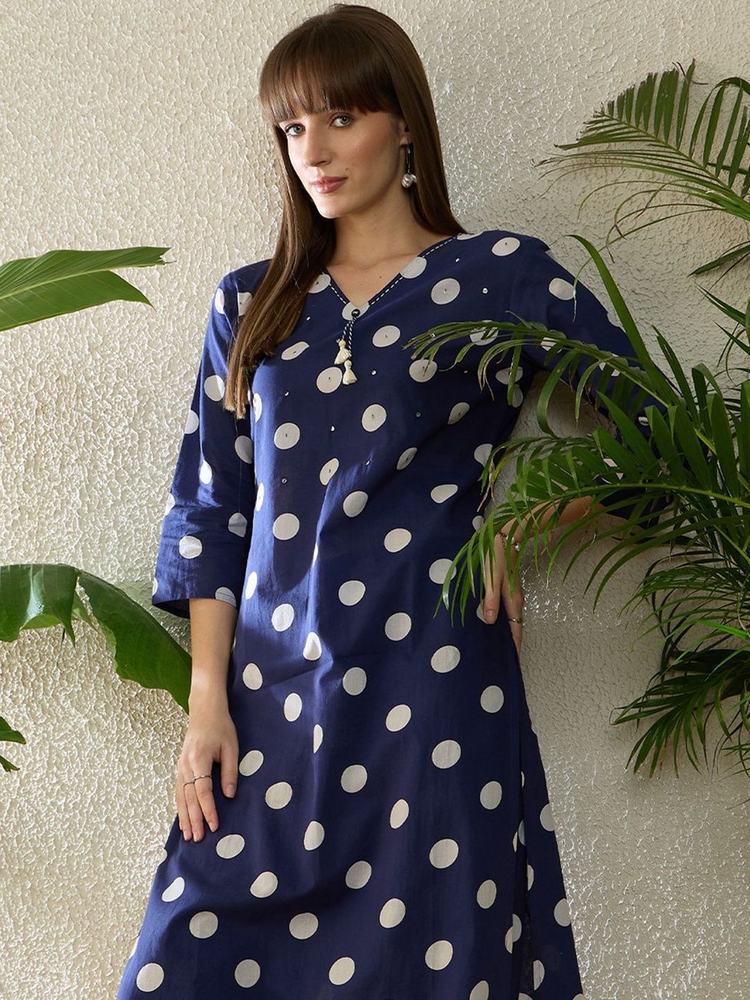 Women Printed Regular Thread Work Pure Cotton Kurta with Palazzos