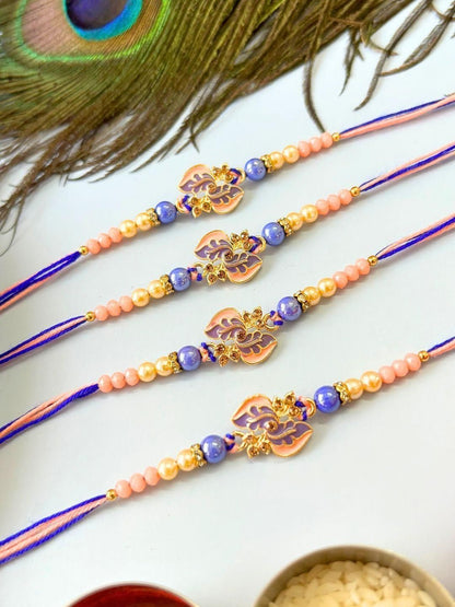 Anouk 4pcs Purple Stone Beaded Thread Rakhi