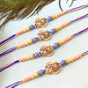 Dhiyona 4pcs Purple Stone Beaded Thread Rakhi
