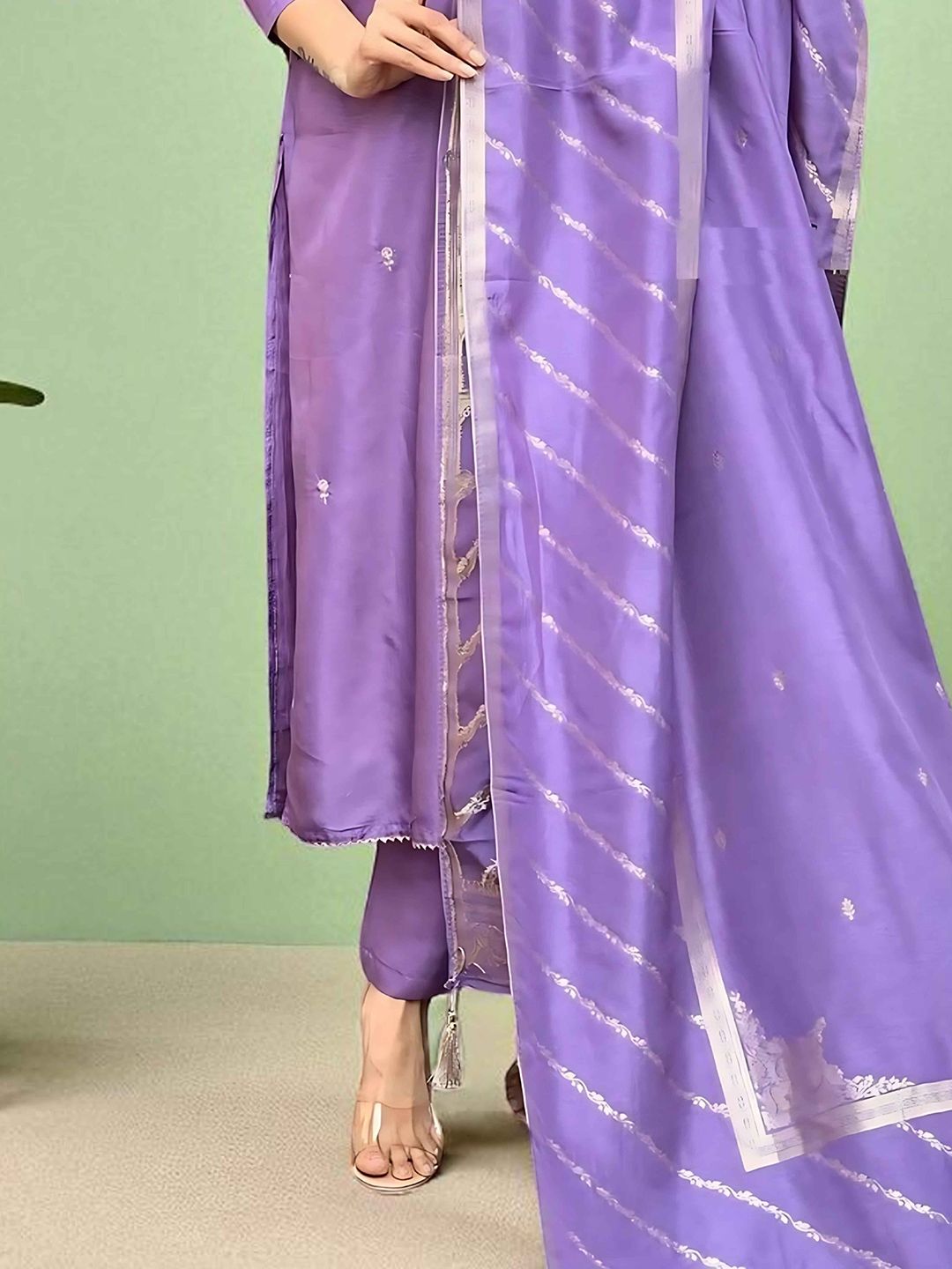 Indyancart SN Women's Floral Embroidered Cotton Kurta with Trousers & Dupatta