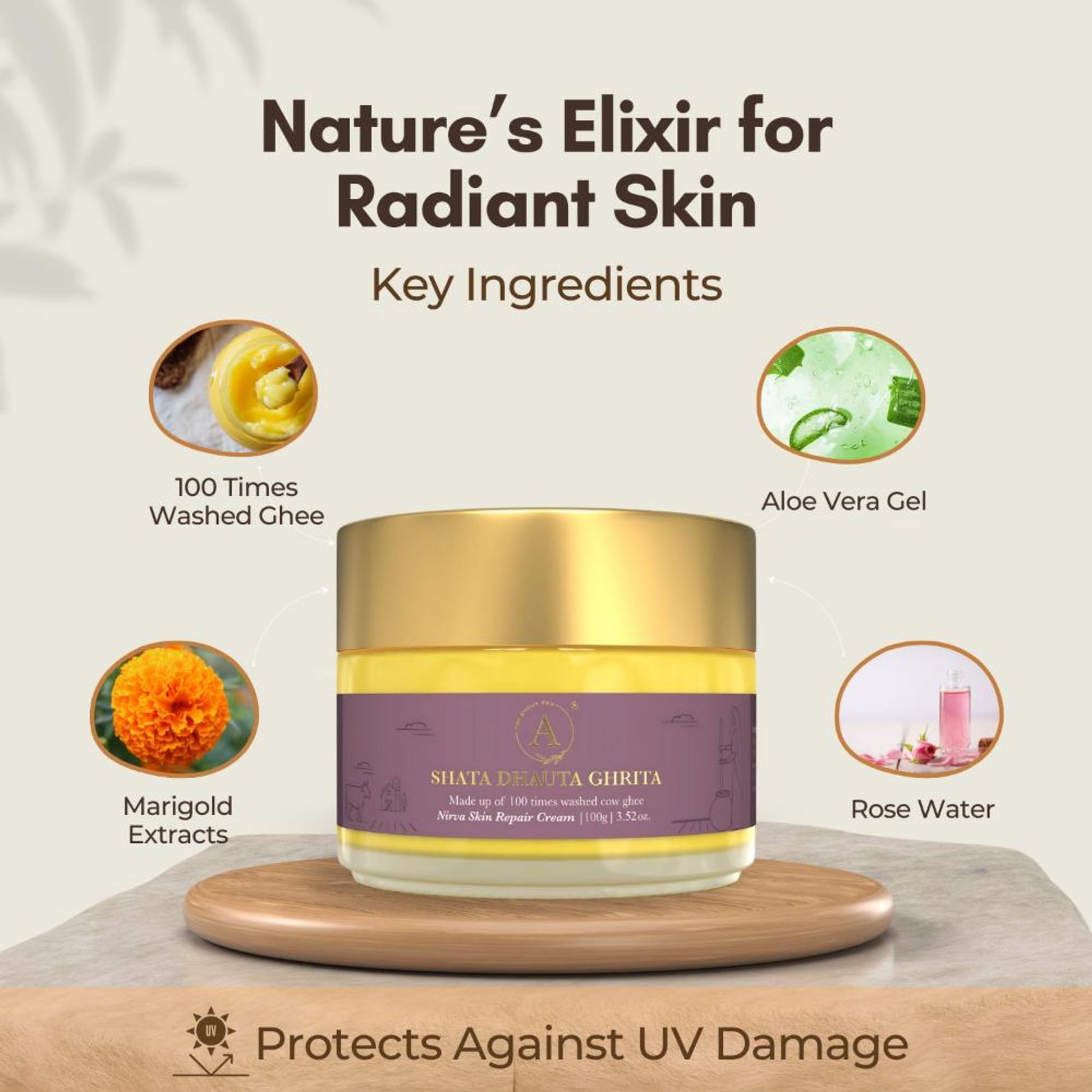 Adhyay Shata Dhauta Ghrita Skin Repairing Moisturizing Ghee Cream