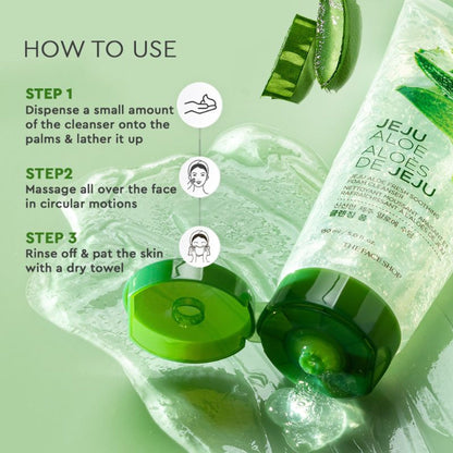 The Face Shop Jeju Aloe Fresh Soothing Foam Cleanser, Gel To Foam Hydrating & Cooling Face Wash