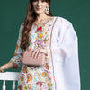 Dhiyona IE Floral Printed Sequinned Pure Cotton Kurta With Trousers & Dupatta