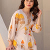 Dhiyona IE Floral Printed V-Neck Pure Cotton Straight Kurta With Trousers