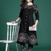 Dhiyona IE Floral Printed Mirror Work Pure Cotton Kurta with Trousers