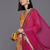 Indyancart VA Women's Leheriya Printed Straight Kurta with Trousers & Dupatta