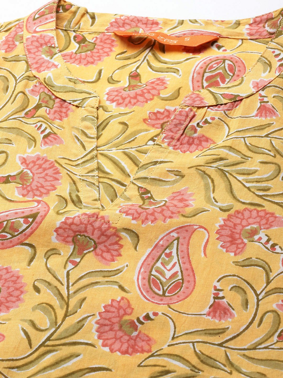 Indyancart IE Floral Printed Pure Cotton Empire Style A-Line Kurta