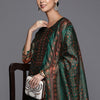 Indyancart VA Women'sEthnic Motifs Printed Sequinned Chanderi Cotton Kurta with Trousers & Dupatta