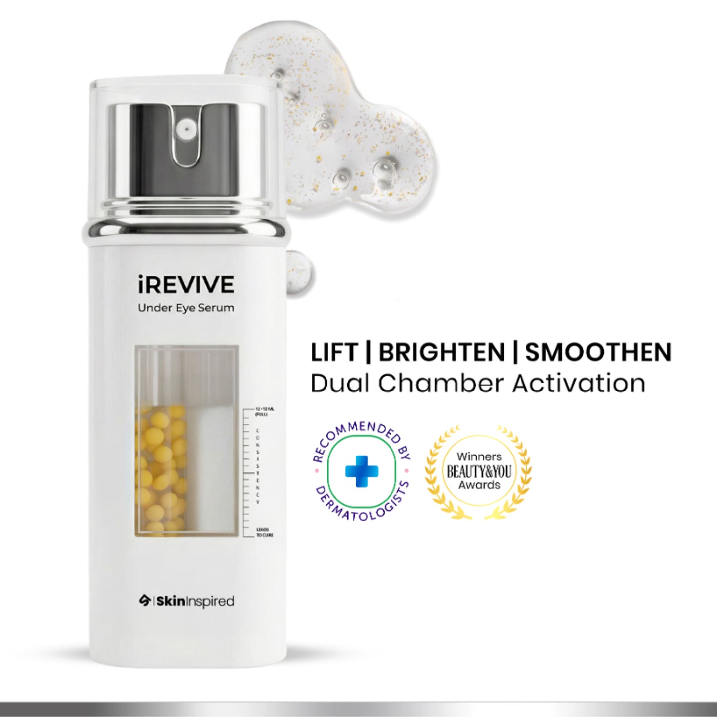 SkinInspired iREVIVE Dual Chamber Under Eye Serum, Brightening & De-Puffing Eye Treatment