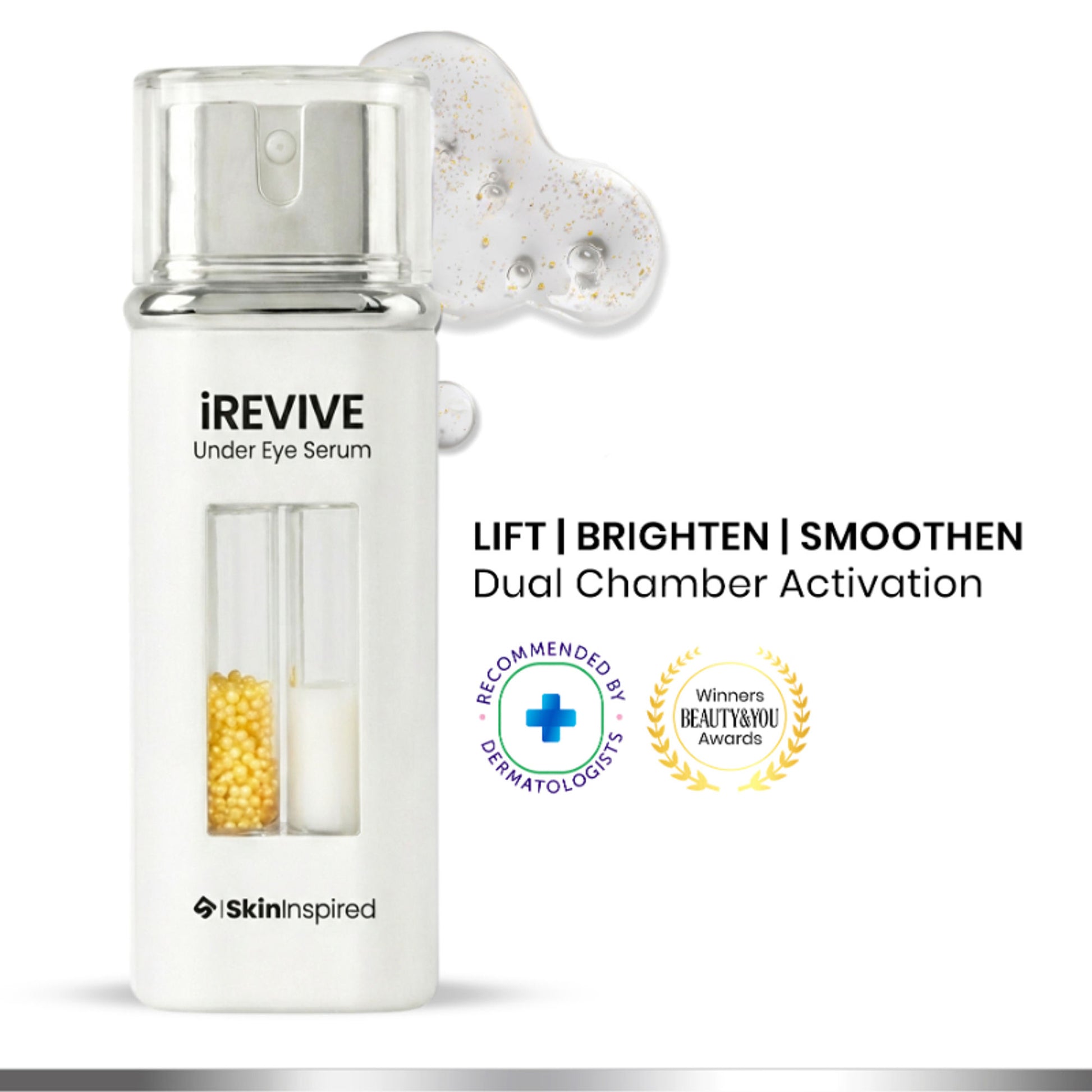 SkinInspired iREVIVE Dual Chamber Under Eye Serum, Brightening & De-Puffing Eye Treatment