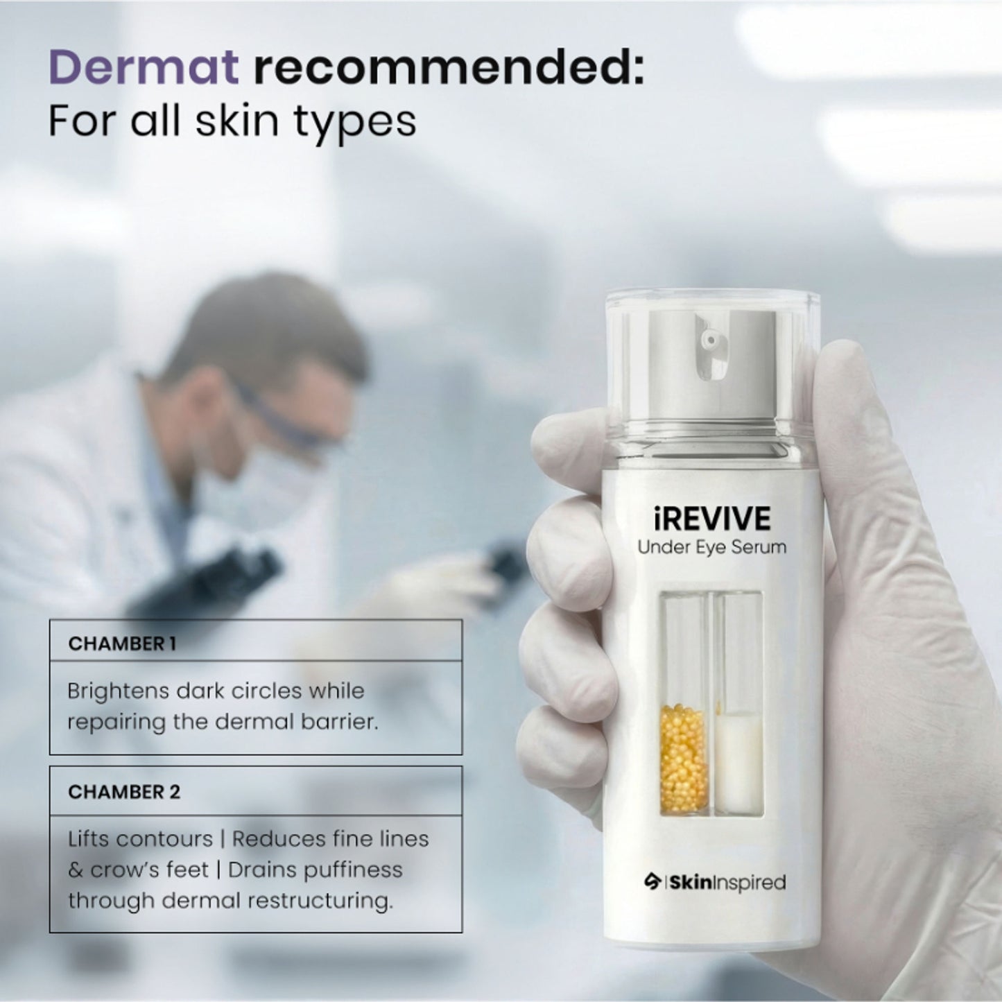 SkinInspired iREVIVE Dual Chamber Under Eye Serum, Brightening & De-Puffing Eye Treatment