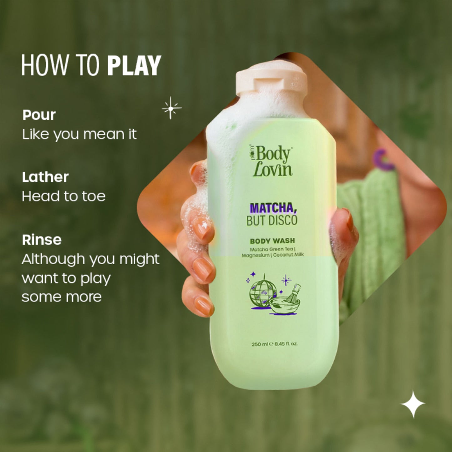 Plum BodyLovin’ Matcha, But Disco Body Wash, Calming & Smoothening, Lactonic Matcha Fragrance