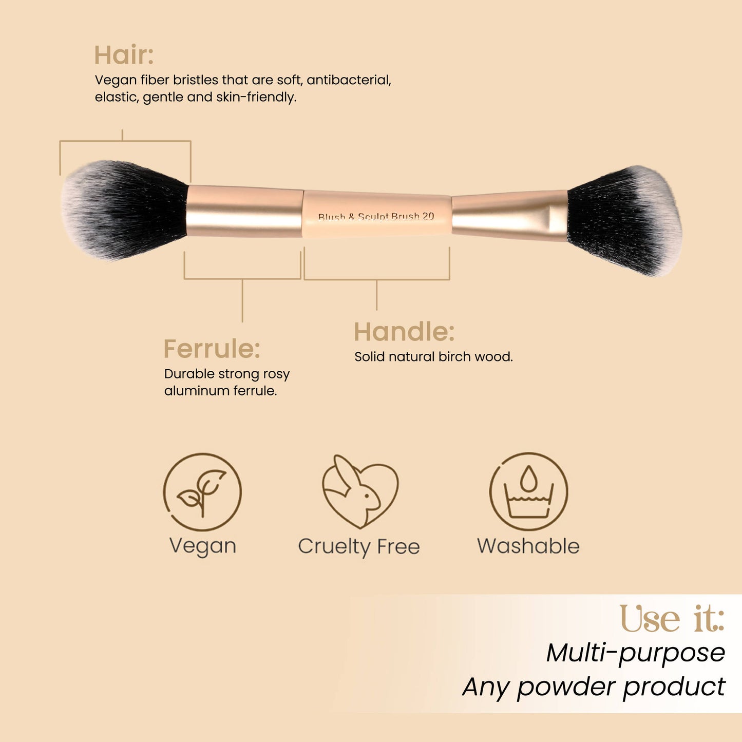 Milagro Beauty Blush & Sculpt Duo Powder Brush