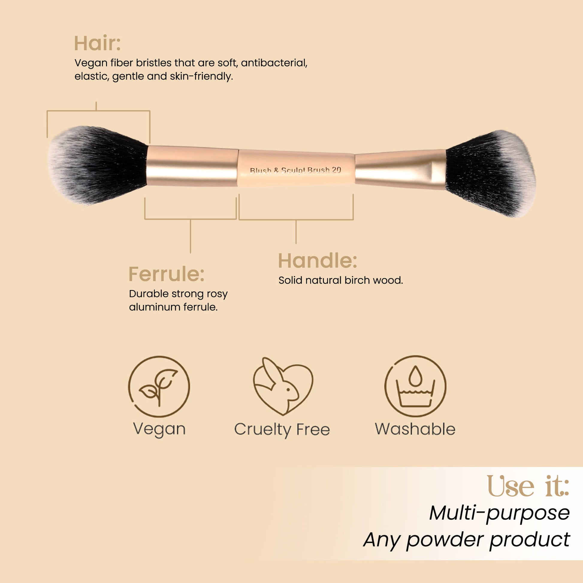 Milagro Beauty Blush & Sculpt Duo Powder Brush