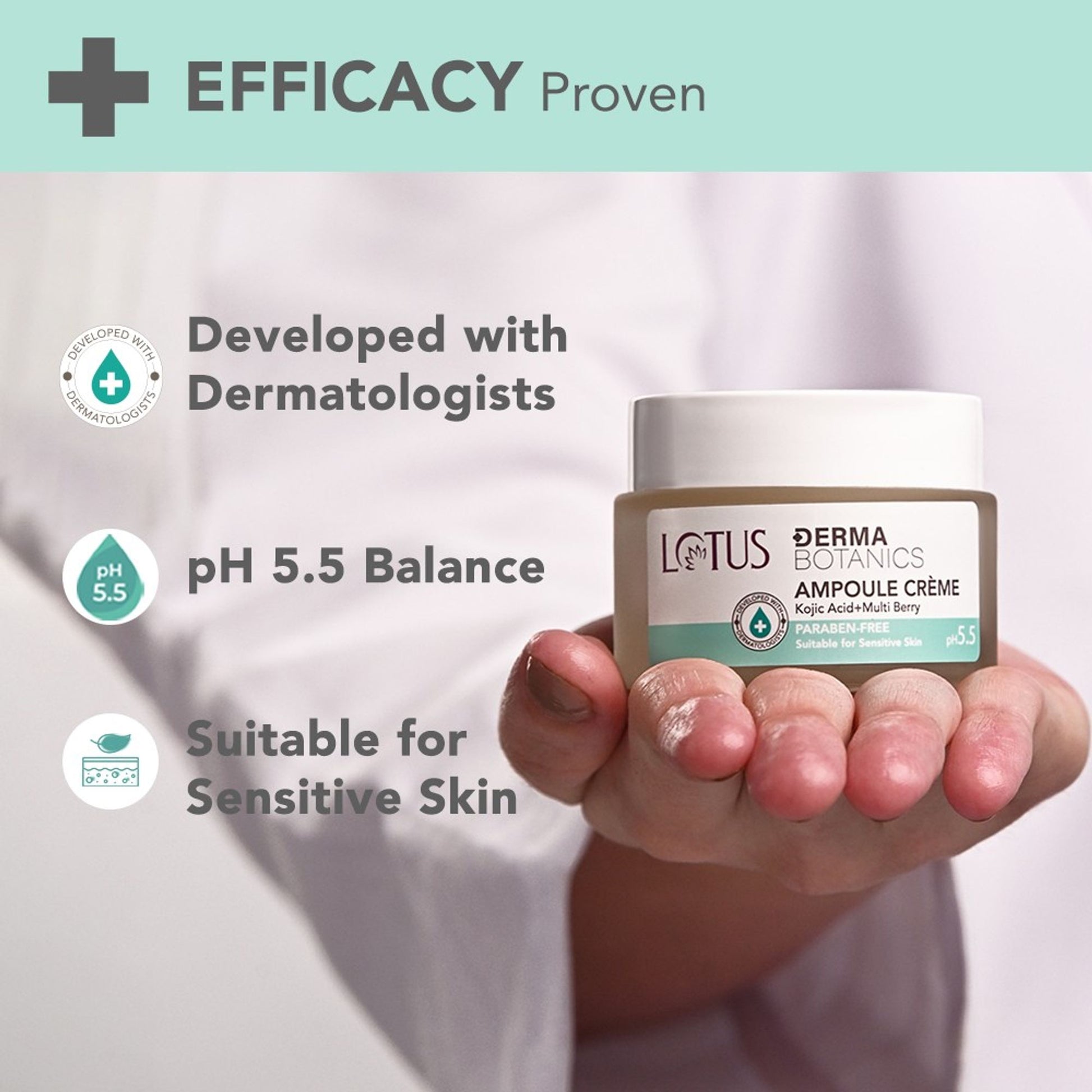 Lotus Dermabotanics Kojic Acid + Multi Berry Ampoule Face Cream pH5.5 Suitable For Sensitive Skin