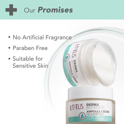 Lotus Dermabotanics Kojic Acid + Multi Berry Ampoule Face Cream pH5.5 Suitable For Sensitive Skin