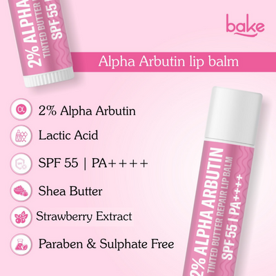 Bake 2% Alpha Arbutin Tinted Butter Brightening Lip Balm SPF 55 PA++++