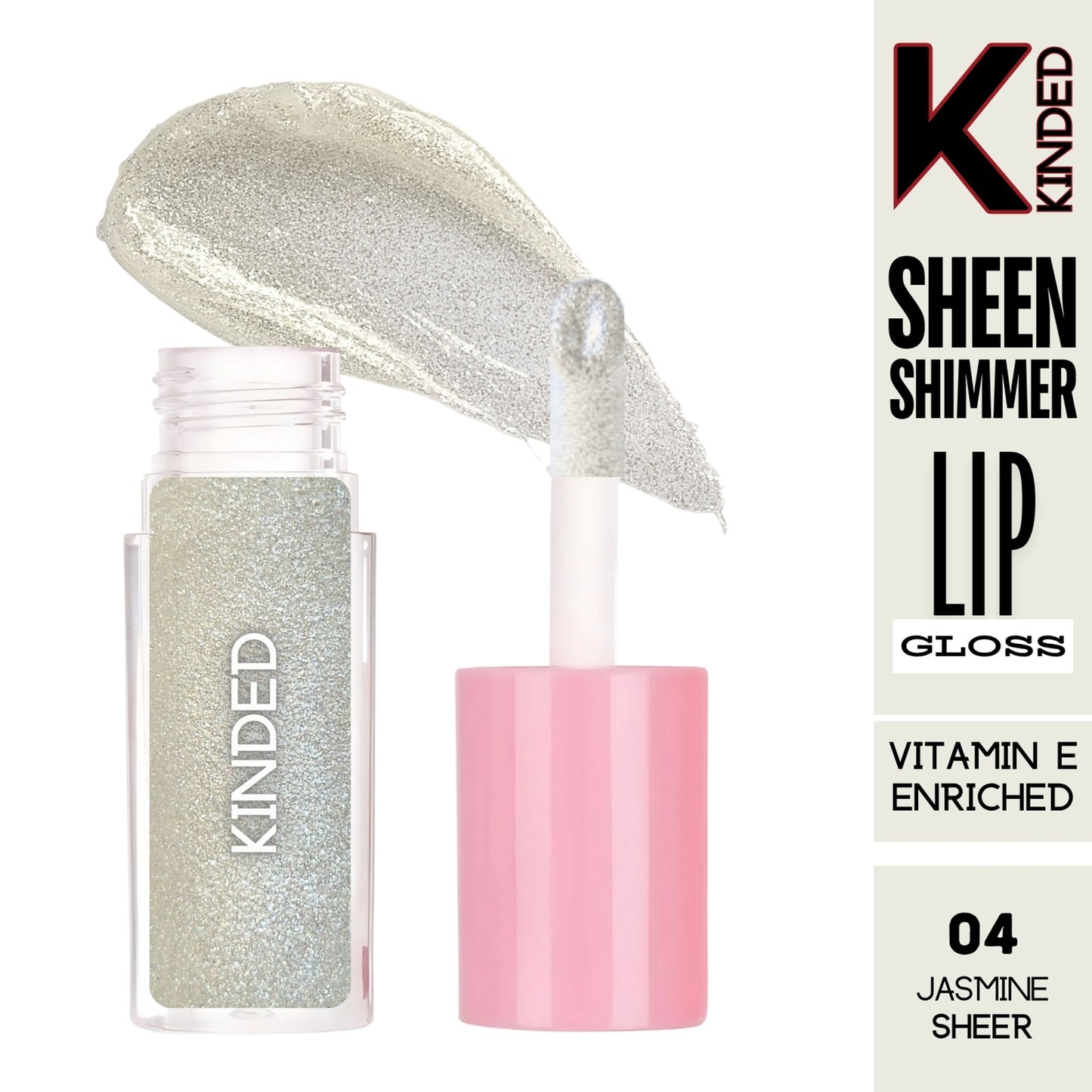 KINDED Sheen Shimmer Lip Gloss - 04 Jasmine Sheer