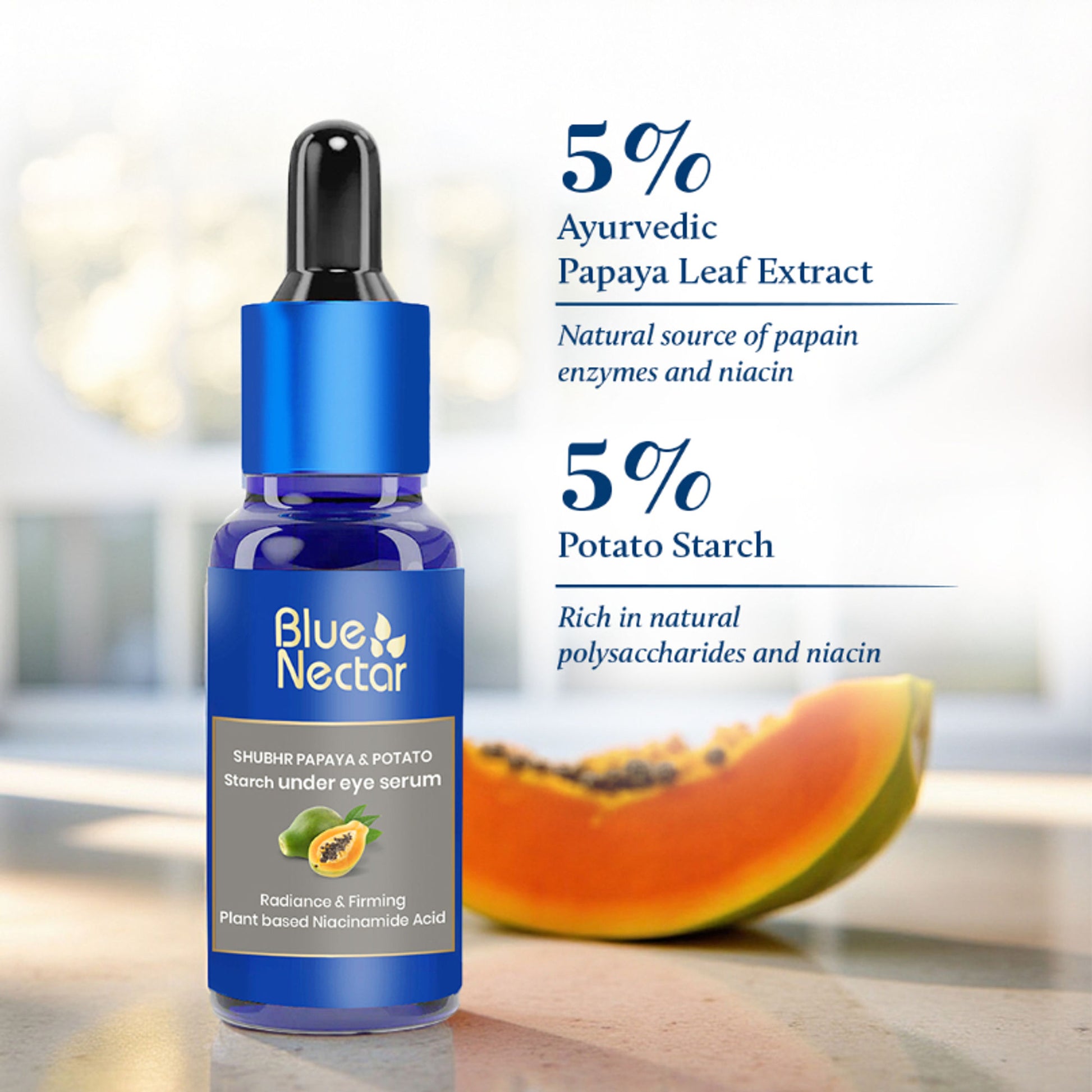 Blue Nectar Papaya Under Eye Serum for Dark Circles & Puffiness