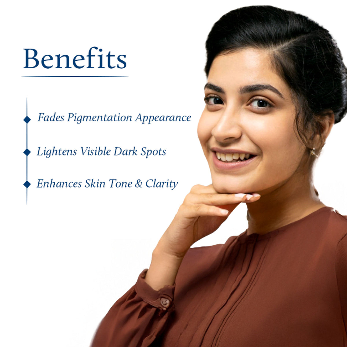 Blue Nectar Kojic Acid Face Serum bottle with rice water and mushroom extracts, designed to reduce pigmentation and brighten skin.