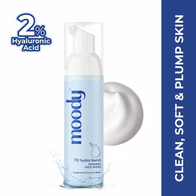 Moody 2% Hyaluronic Acid Gentle Foaming Face Wash Cleanser For Oil & Dirt Removal