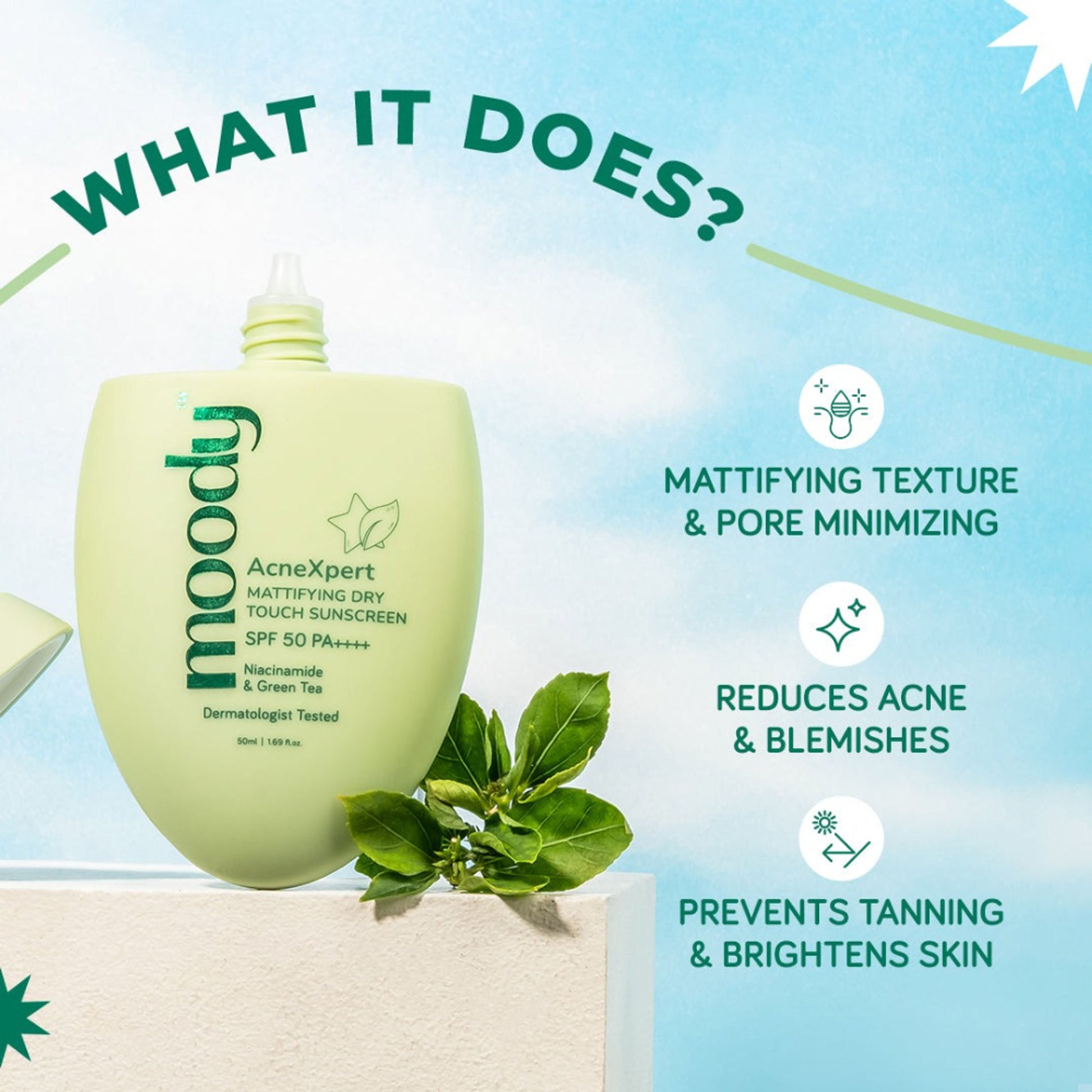 Moody AcneXpert Mattifying SPF 50 PA ++++ Niacinamide for Oil & Acne Control