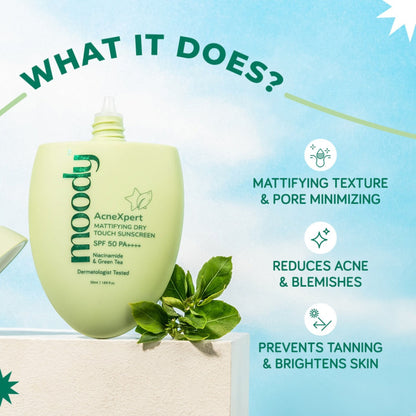 Moody AcneXpert Mattifying SPF 50 PA ++++ Niacinamide for Oil & Acne Control