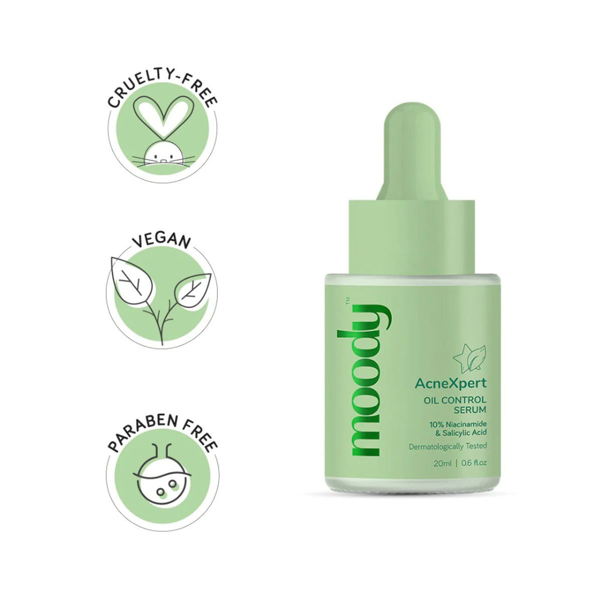 Moody Acnexpert Face Serum For Oily Skin With Niacinamide 10% , Salicylic Acid & Azelaic Acid
