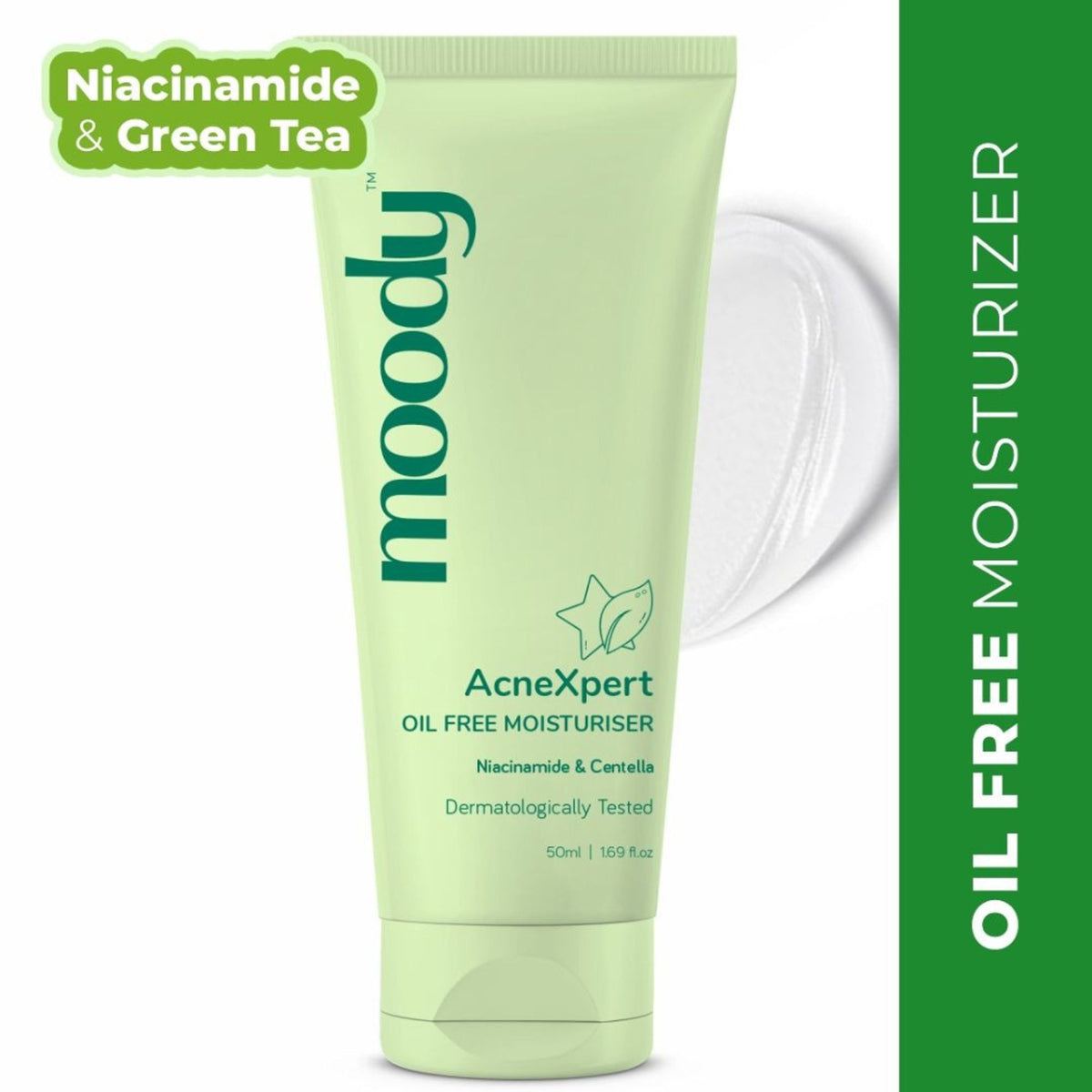 Moody AcneXpert Oil Free Moisturizer with Niacinamide & Green Tea for Oily & Acne Prone Skin