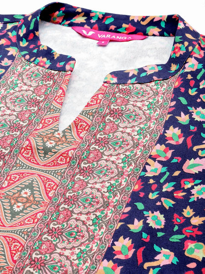 Indyancart VA Women'sFloral Printed Kurta with Trouser & Dupatta