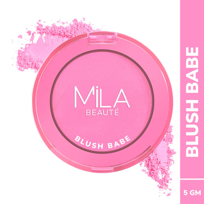 Mila Beauté Matte Finish Blush Babe Powder Blush With Rosehip Oil - Cosmo Pink
