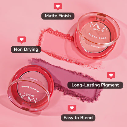 Mila Beauté Matte Finish Blush Babe Powder Blush With Rosehip Oil - Cosmo Pink