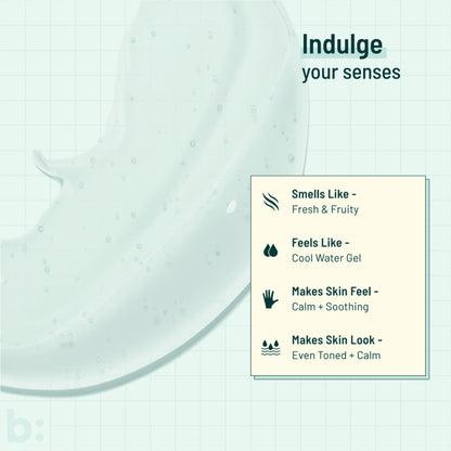 Biocule The Calm soothing face serum for sensitive skin, clear bottle with dropper and calming ingredients visible.