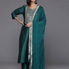 Dhiyona VA Women'sYoke Design Sequinned Straight Kurta & Trousers With Dupatta
