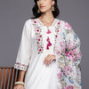 Dhiyona IE Women Floral Embroidered Thread Work Kurta with Trousers & With Dupatta