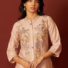 Dhiyona IE Women Floral Embroidered Cotton Kurta with Trousers
