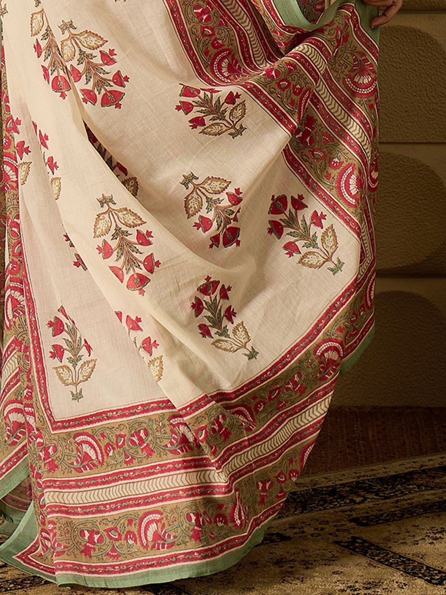 Indyancart IE Floral Printed Pure Cotton Kurta Straight Kurta With Salwar And Dupatta