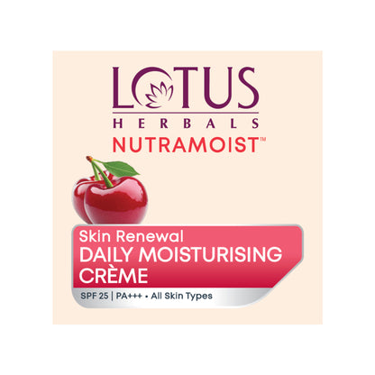 Lotus Herbals Nutramoist Skin Renewal Daily Moisturising Face Cream, SPF 25 for All Skin Types