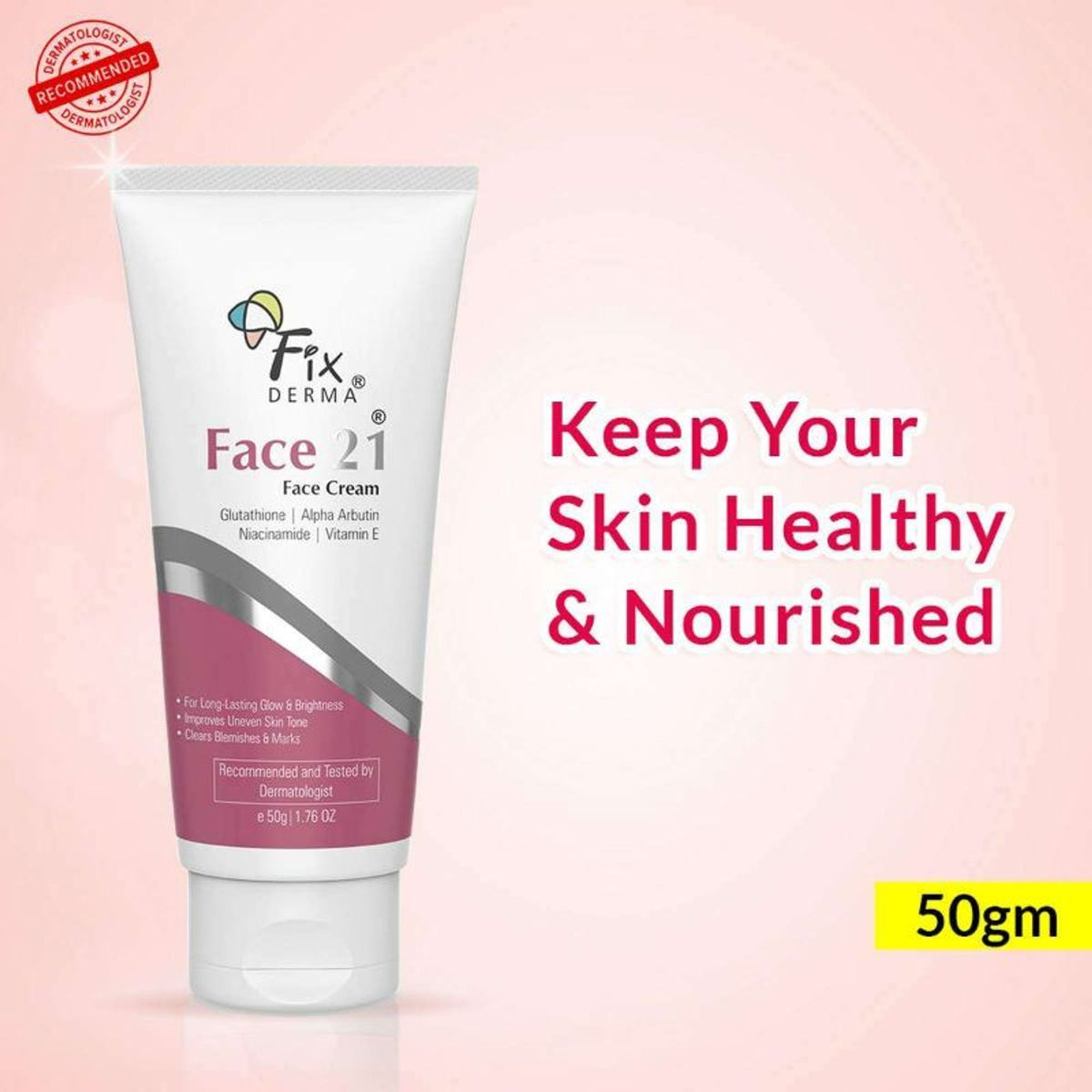 Fixderma 2% Niacinamide Face Cream with Alpha Arbutin, anti-aging moisturizer for women, shown in the image.