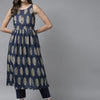 Indyancart IE Women Blue Floral Printed Floral Kurta