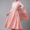 Indyancart IE Women Pink Embroidered Regular Kurta with Palazzos & Dupatta