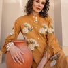 Dhiyona IE Floral Embroidered Mandarin Collar Pure Cotton Kurta With Trousers