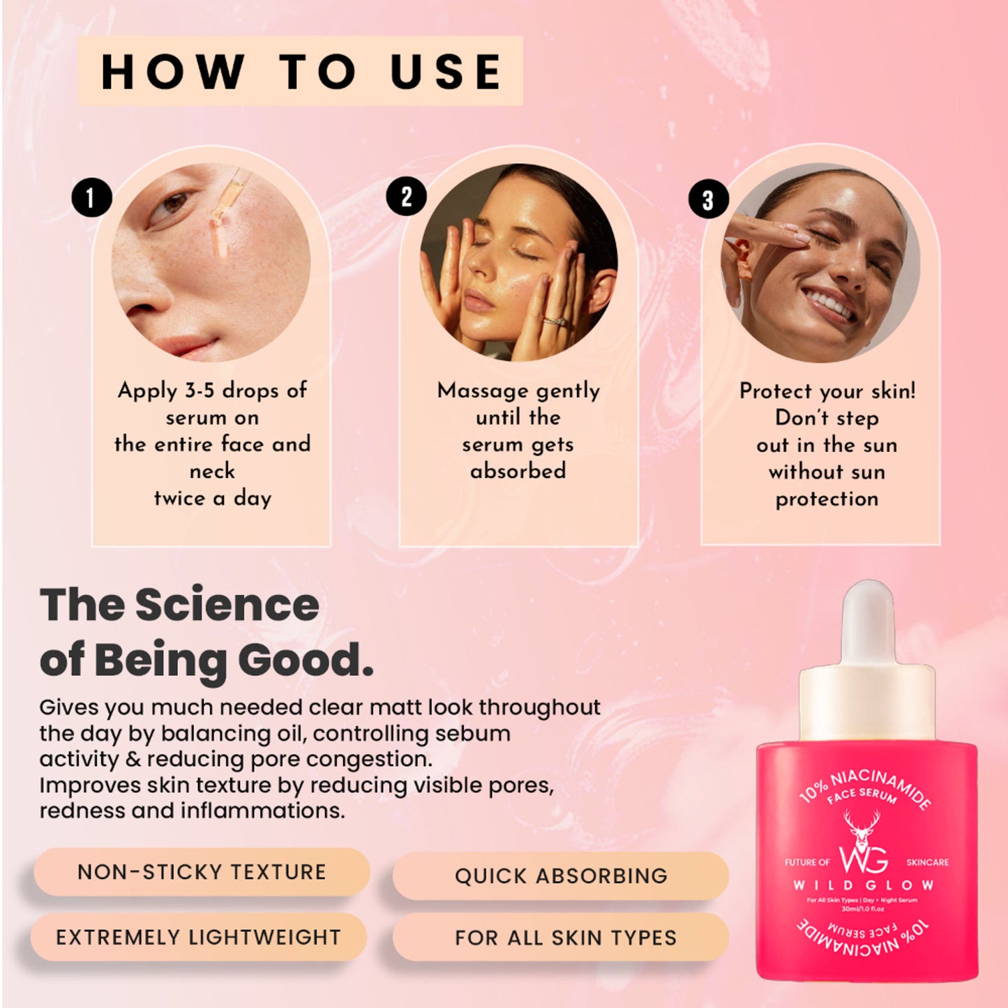 WILDGLOW 10% Niacinamide Face Serum for Pore Minimizing & Even Skin Tone