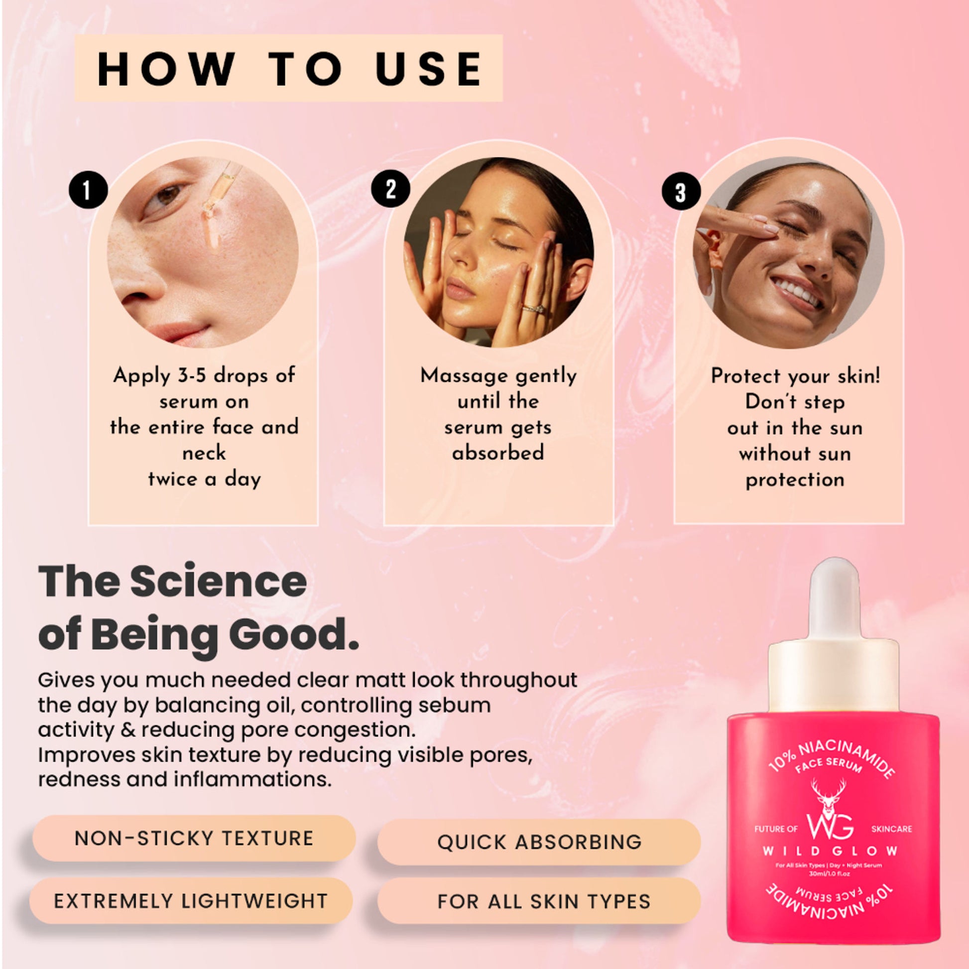 WILDGLOW 10% Niacinamide Face Serum for Pore Minimizing & Even Skin Tone